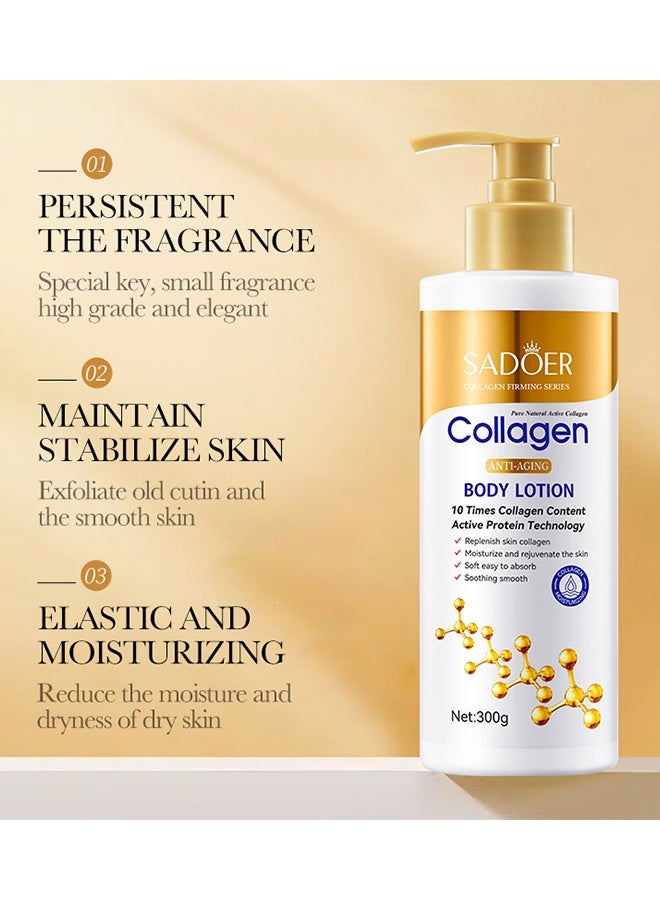 SADOER Collagen Anti-Wrinkle Repair Body Lotion, Collagen Cream Skin Care Face Lotion & Body Milk, Skin Firming Moisturizer Anti Aging Face Lotion & Tightening Body Moisturizers Lifts, Firms, Tightens, 300g - Image 3